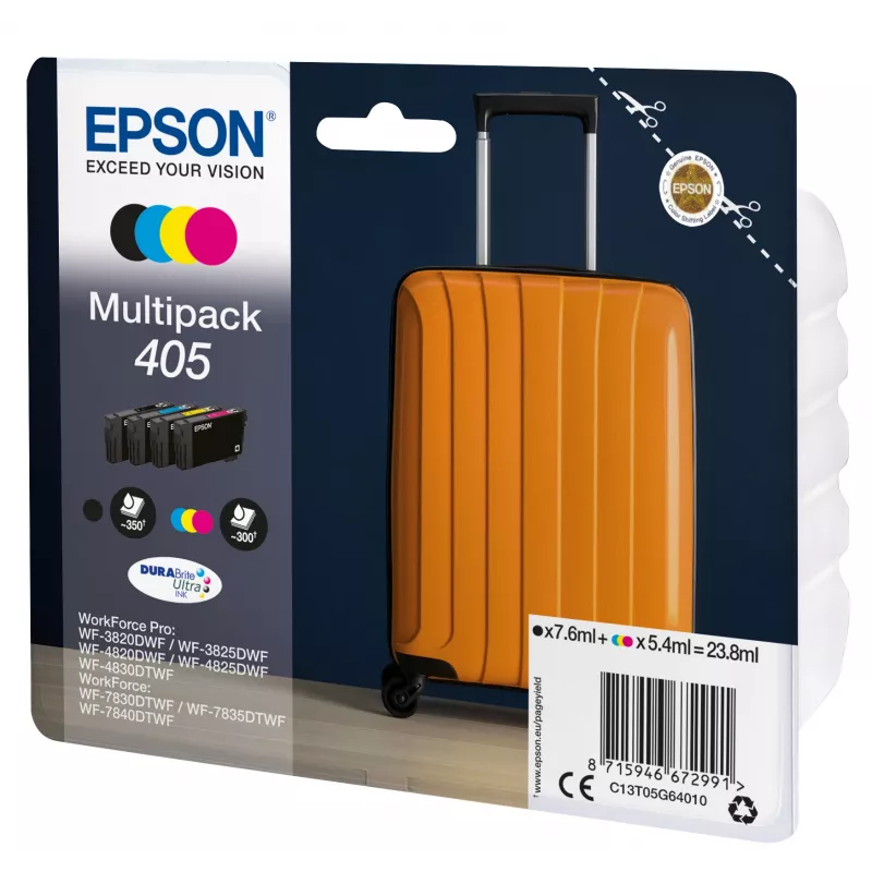 Epson 405 DURABrite Ultra rašalo kasetė, originali, standartinės talpos, juoda, žydra, raudona, geltona (4 vnt.)