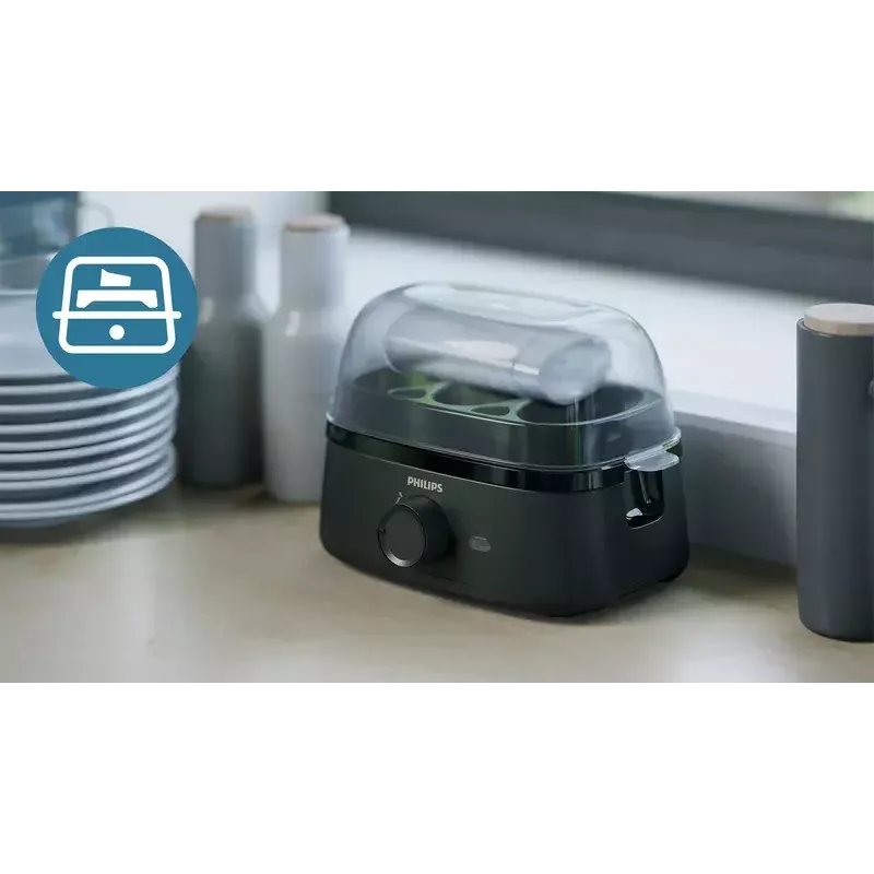 Kiaušinių virimo aparatas Philips 3000 serijos HD9137/90, 6 kiaušinių talpa, juodas