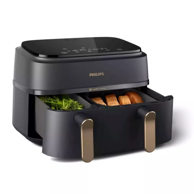 Karšto oro gruzdintuvė Philips 3000 Series Dual Basket Airfryer NA352/00 — 9 L, 2750 W, dviejų krepšelių, 8 programos, 40–200°C