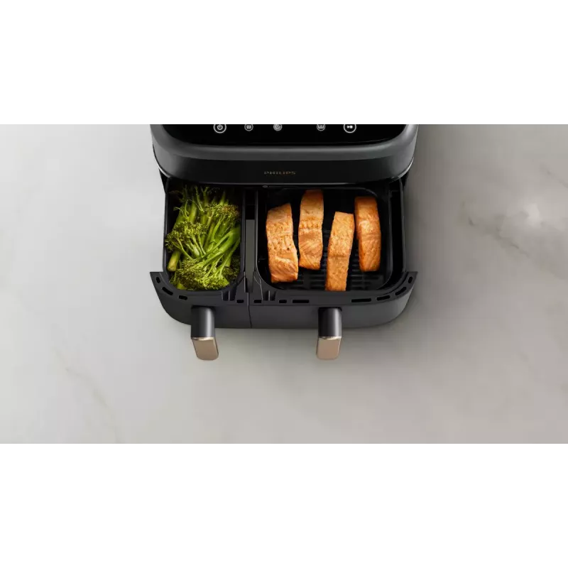 Karšto oro gruzdintuvė Philips 3000 Series Dual Basket Airfryer NA352/00 — 9 L, 2750 W, dviejų krepšelių, 8 programos, 40–200°C