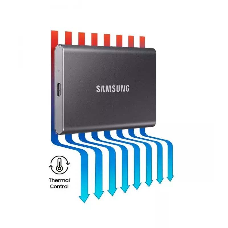 Nešiojamas SSD Samsung MU-PC4T0T 4TB USB Type-C 3.2 Gen 2, 1050/1000 MB/s, AES-256 aparatinis šifravimas, atsparus kritimams