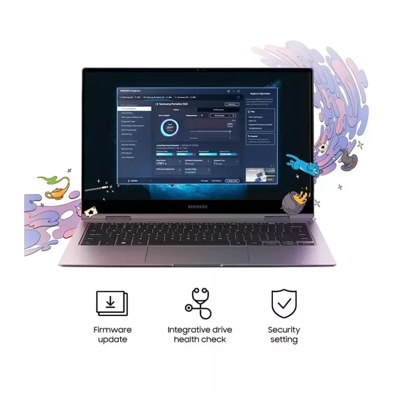 Nešiojamas SSD Samsung MU-PC4T0T 4TB USB Type-C 3.2 Gen 2, 1050/1000 MB/s, AES-256 aparatinis šifravimas, atsparus kritimams