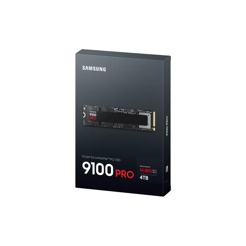 SSD M.2 Samsung 9100 PRO 4 TB PCIe 5.0 NVMe — 2280, Skaitymas 14800 MB/s, Rašymas 13400 MB/s, V-NAND TLC