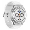 Išmanusis laikrodis Samsung Galaxy Watch 8 Classic 46 mm — 1,3 colio AMOLED, 438×438, 64 GB, „Wi-Fi“, GPS, sidabrinis korpusas, balta juosta