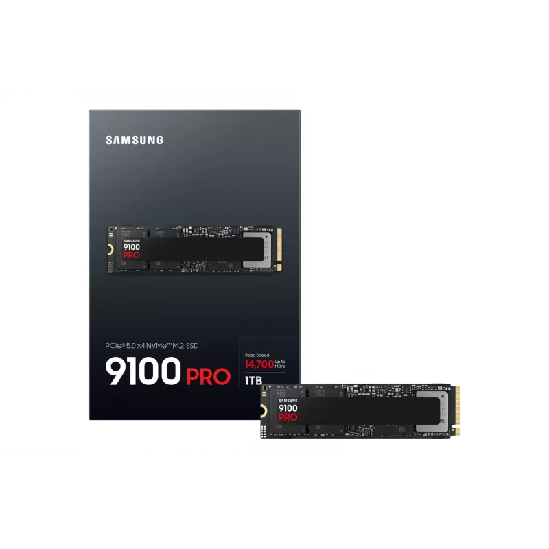 M.2 NVMe SSD Samsung 9100 PRO 1 TB, PCIe 5.0, 2280, Skaitymas 14700 MB/s, Rašymas 13300 MB/s