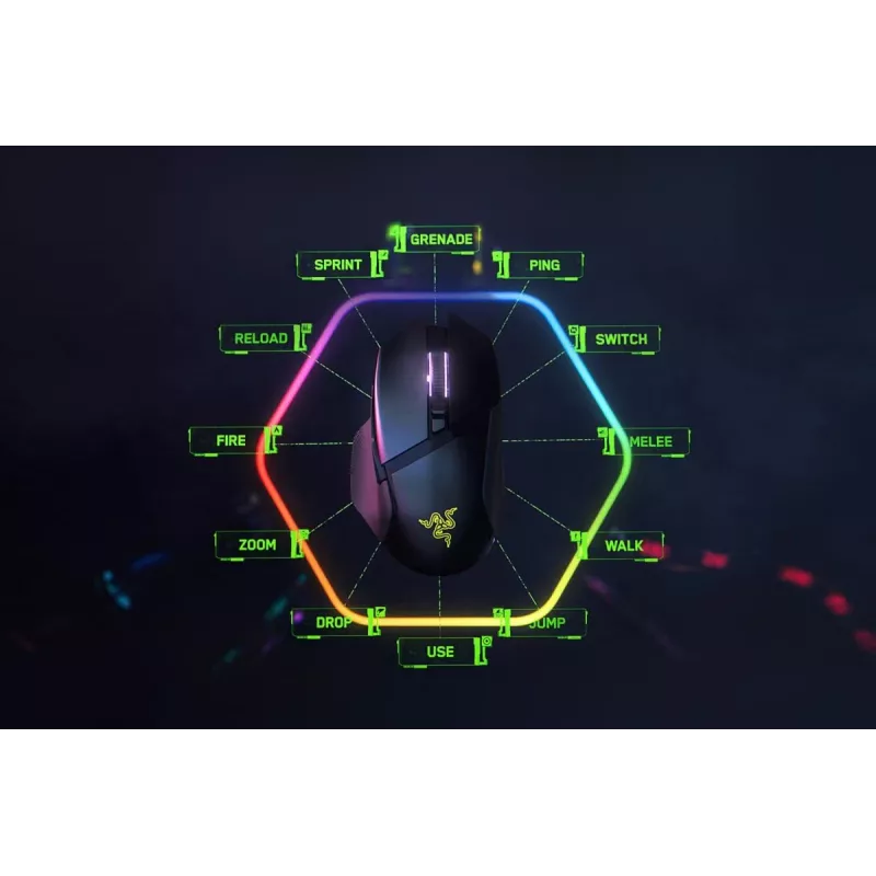 RAZER Basilisk V3 Pro Pritaikoma Belaidė Žaidimų Pelė su Razer HyperScroll Tilt Ratuku