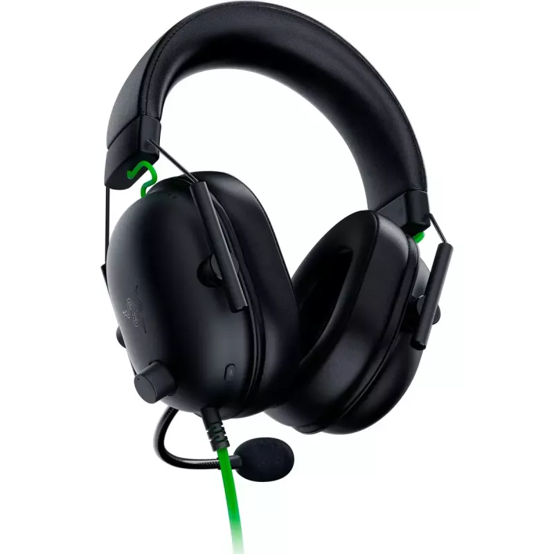 Laidinis žaidimų ausinių komplektas Razer BlackShark V2 X, 3.5 mm, 32 Ω, 100 dB, triukšmą slopinantis boom mikrofonas, 1.3 m laidas, žalia/juoda