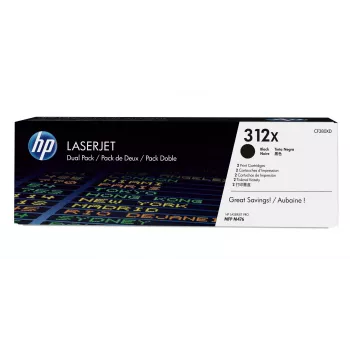 Tonerių kasetės rinkinys HP 312X (CF380XD) – 2× juodos didelės talpos, po 8800 puslapių