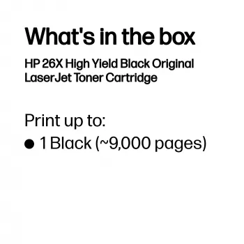HP 26X didelės talpos juodas originalus LaserJet tonerio kasetė, 9000 puslapių, juoda, 1 vnt.
