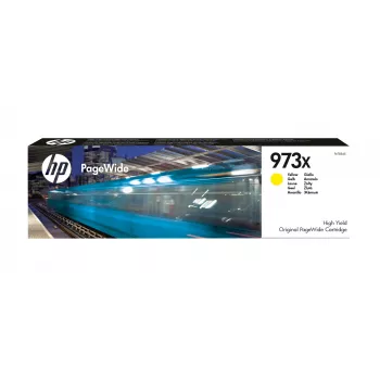 HP 973X didelės išeigos geltona originali PageWide kasetė, geltona, 1 vnt., 7000 puslapių