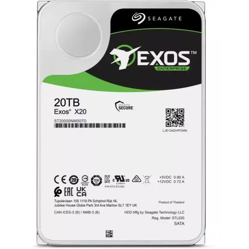 Seagate Enterprise Exos X20 20 TB vidinis standusis diskas 7200 RPM 3,5 colio SATA III