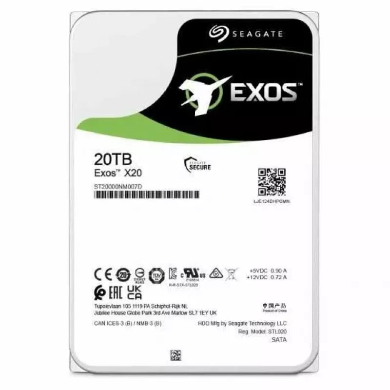 Seagate Enterprise Exos X20 20 TB vidinis standusis diskas 7200 RPM 3,5 colio SATA III
