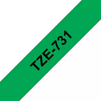 Juosta etikečių spausdinimui Brother TZE731, 12 mm, žalia, juodas tekstas, 8 m