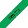 Juosta etikečių spausdinimui Brother TZE731, 12 mm, žalia, juodas tekstas, 8 m