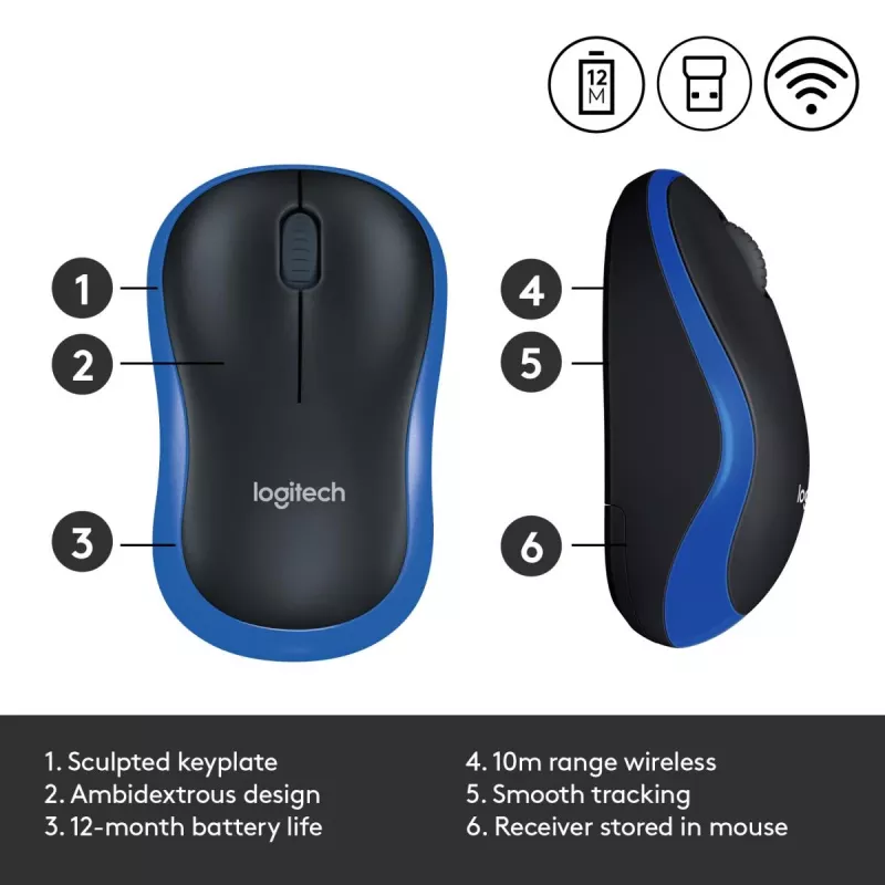 Belaidė pelė Logitech Wireless Mouse Blue 910-002239