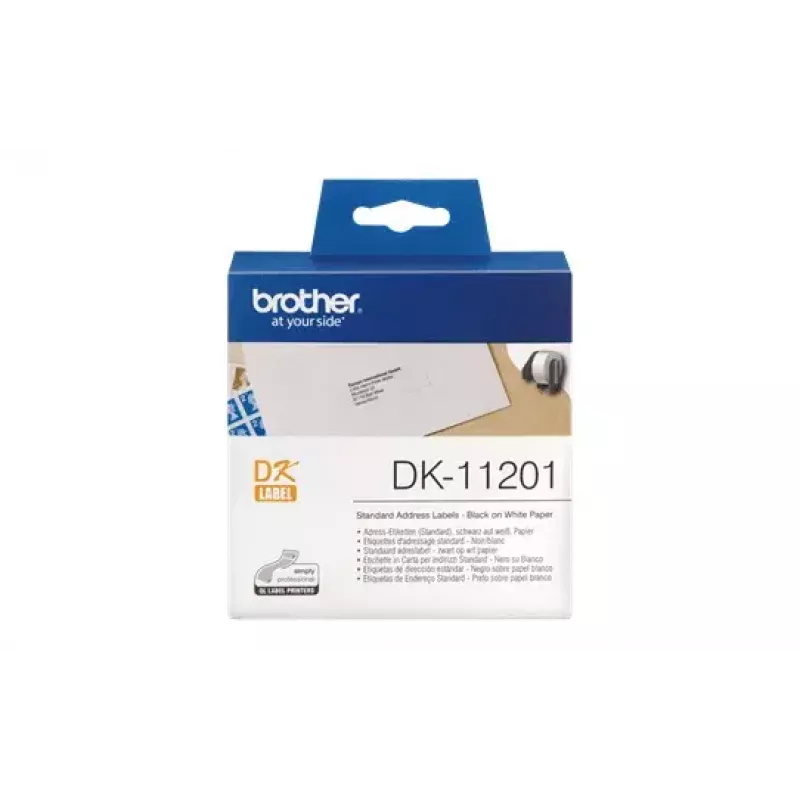 Adresų etiketės Brother DK11201 juodos ant baltos