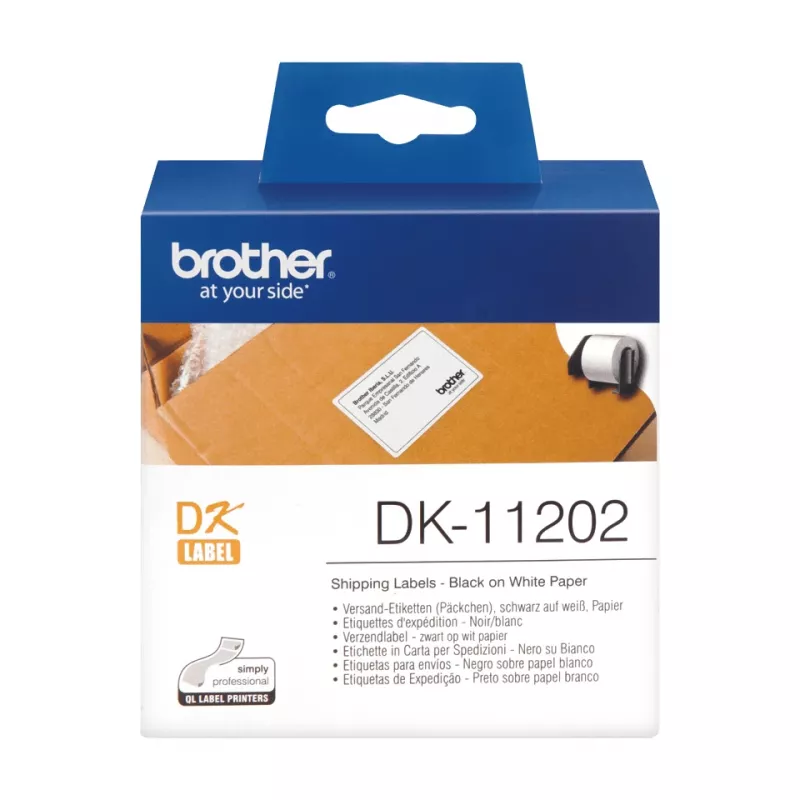 Siuntų etiketės Brother DK11202 juoda ant balto 62 mm