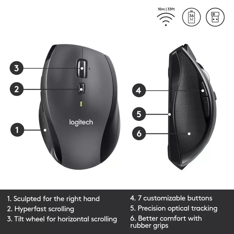 Pelė Logitech Marathon M705 RF Wireless