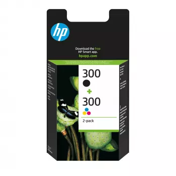 Original HP 300 rašalo kasetės, 2 vnt., juoda + spalvota