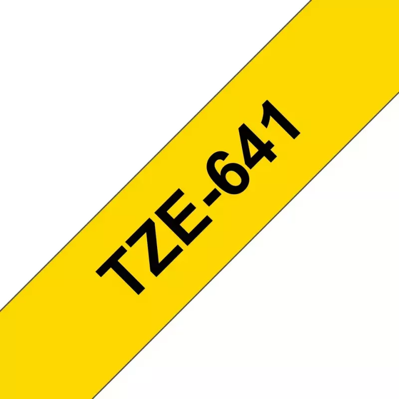Lipnių etikečių juosta Brother TZe641 18mm juoda ant geltonos