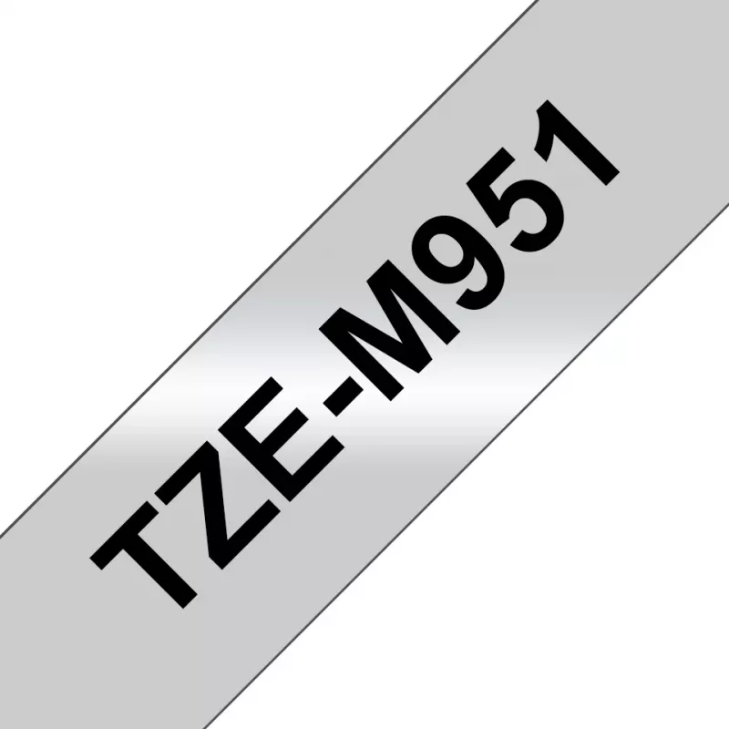 Brother TZe-M951 juosta etiketėms spausdinti, juoda ant sidabrinės