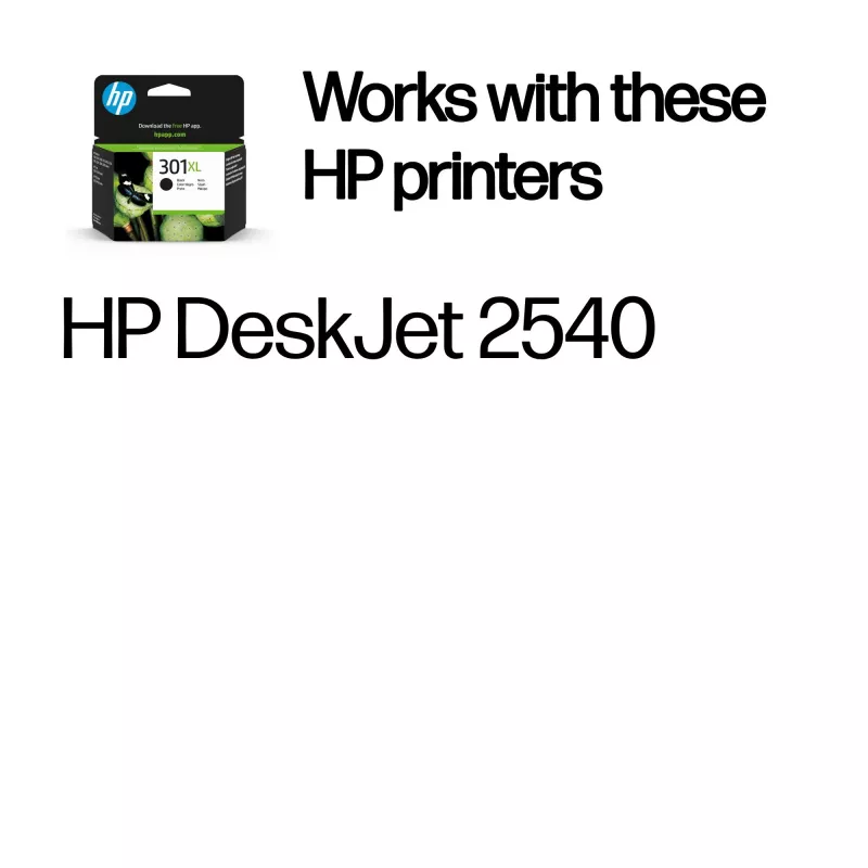 HP 301XL didelės talpos juoda originali rašalo kasetė, 1 vnt., 360 puslapių