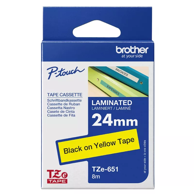 Lipnių etikečių juostelė Brother TZE651 24 mm geltona