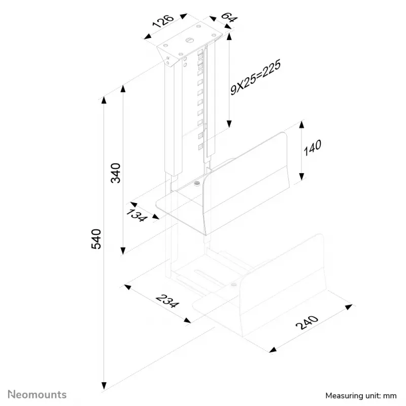 Neomounts CPU-D200BLACK laikiklis sisteminiam blokui po stalu, iki 30 kg, universalus