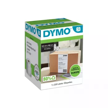 DYMO Authentic LabelWriter didelių siuntų etiketės | 104 mm x 159 mm | Lipnios | Ritinėlis 220 lengvai atplėšiamų etikečių | LabelWriter 4XL/5XL etikečių spausdintuvams