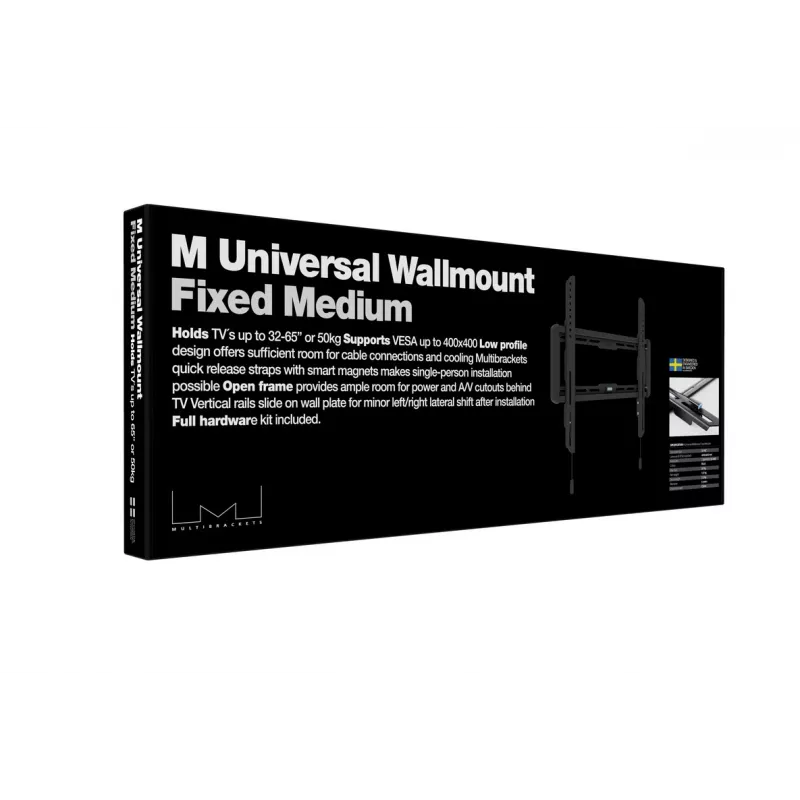 Multibrackets M Universal Wallmount Fixed Medium, juoda