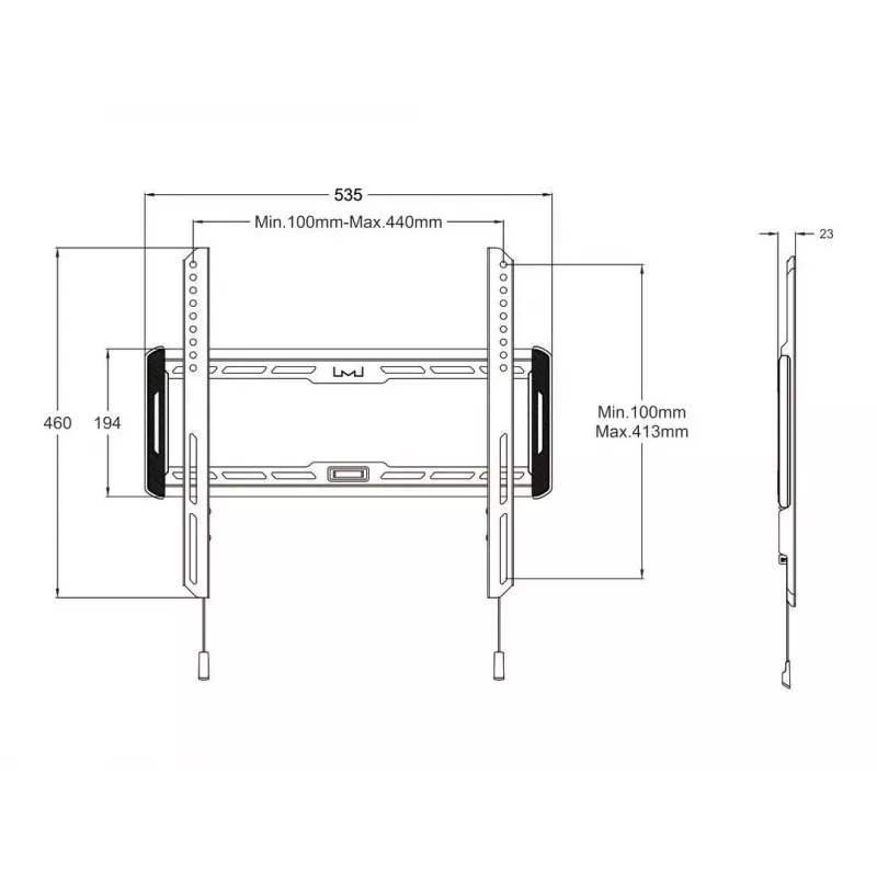 Multibrackets M Universal Wallmount Fixed Medium, juoda
