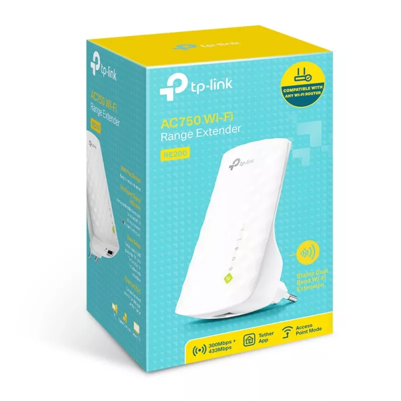 TP-Link RE200 tinklo stiprintuvas, kartotuvas, baltas, 10/100 Mbit/s