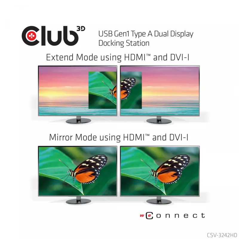 CLUB3D CSV-3242HD USB Gen1 Type A dviejų monitorių (HDMI ir DVI) DisplayLink stotelė
