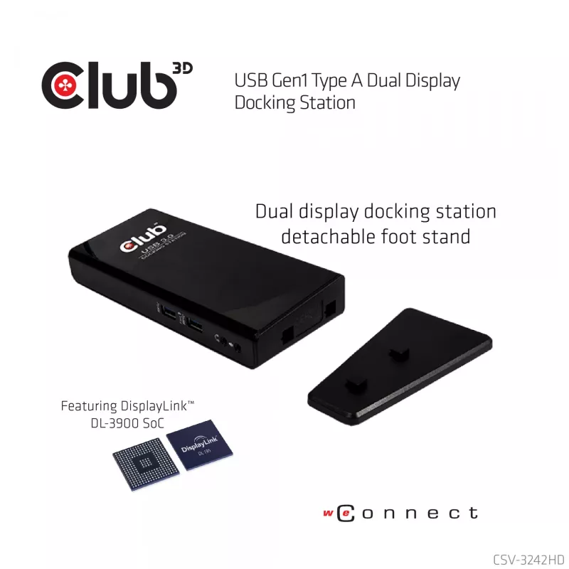 CLUB3D CSV-3242HD USB Gen1 Type A dviejų monitorių (HDMI ir DVI) DisplayLink stotelė
