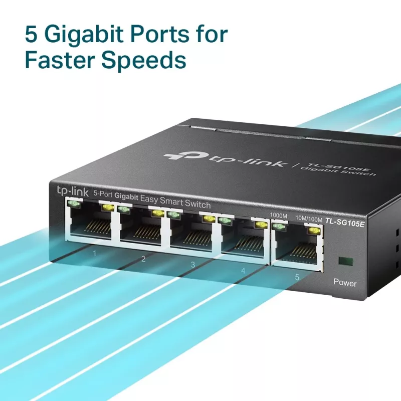 TP-Link TL-SG105E 5 prievadų Gigabit Easy Smart valdomas komutatorius, L2