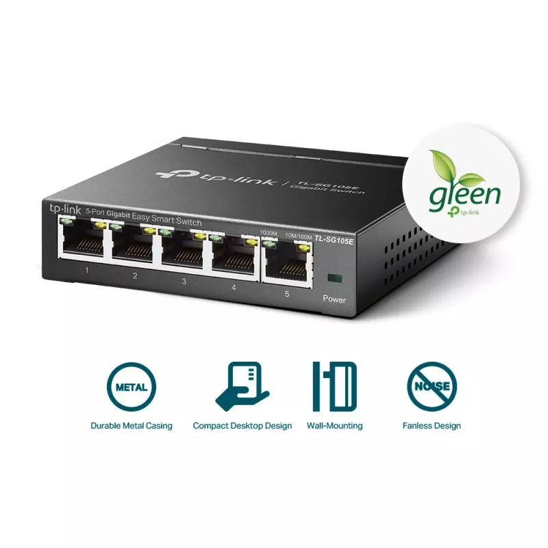 TP-Link TL-SG105E 5 prievadų Gigabit Easy Smart valdomas komutatorius, L2