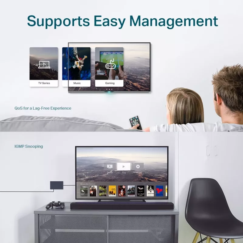 TP-Link TL-SG105E 5 prievadų Gigabit Easy Smart valdomas komutatorius, L2