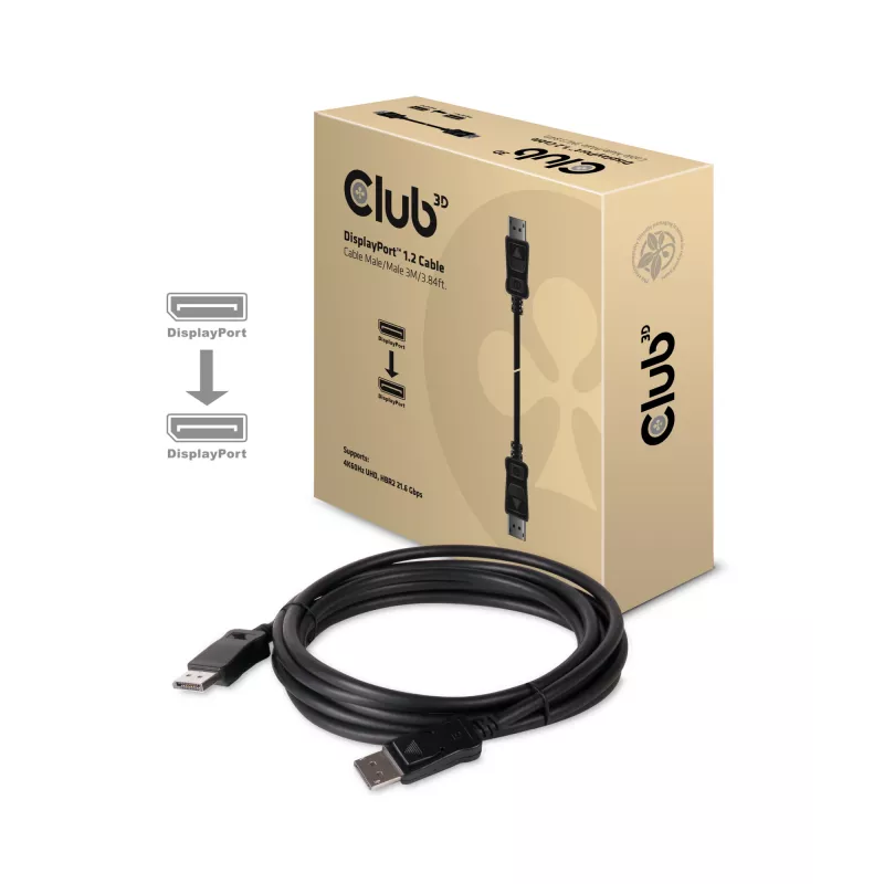 CLUB3D DisplayPort 1.2 laidas M/M 3 m 4K60Hz 21.6 Gbps