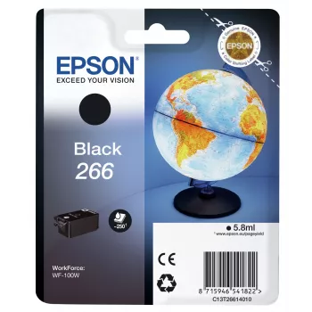 Epson Globe Singlepack Black 266 rašalo kasetė, juoda, pigmentinis rašalas, 5,8 ml, 1 vnt., 250 puslapių