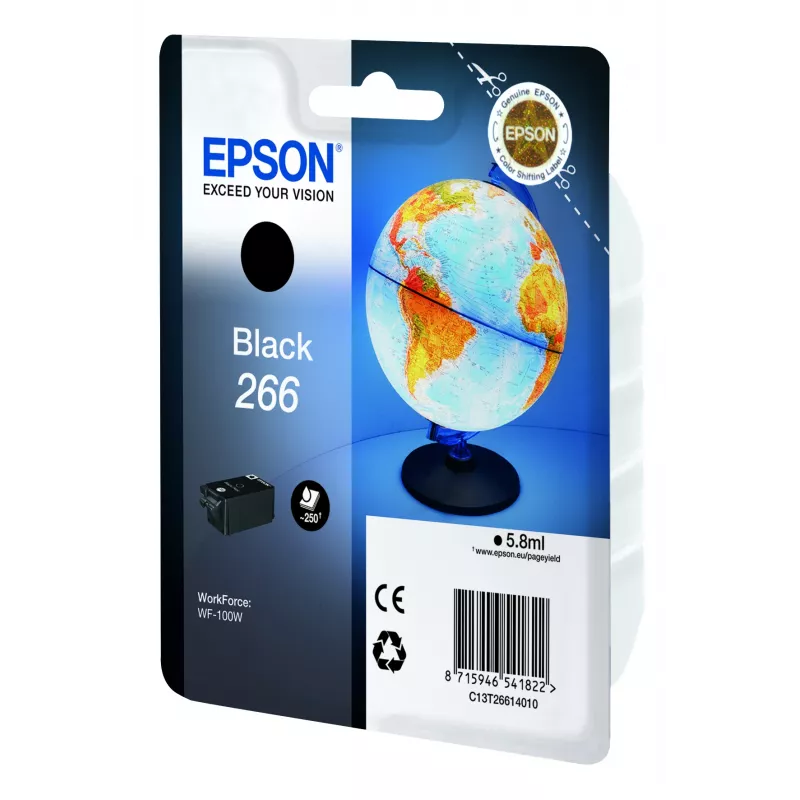 Epson Globe Singlepack Black 266 rašalo kasetė, juoda, pigmentinis rašalas, 5,8 ml, 1 vnt., 250 puslapių