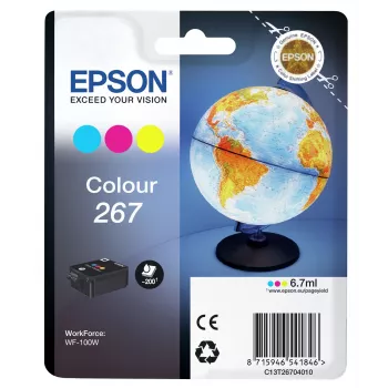 Epson Globe Singlepack Colour 267 rašalo kasetė, pigmentinis, 6,7 ml, 1 vnt., 200 puslapių
