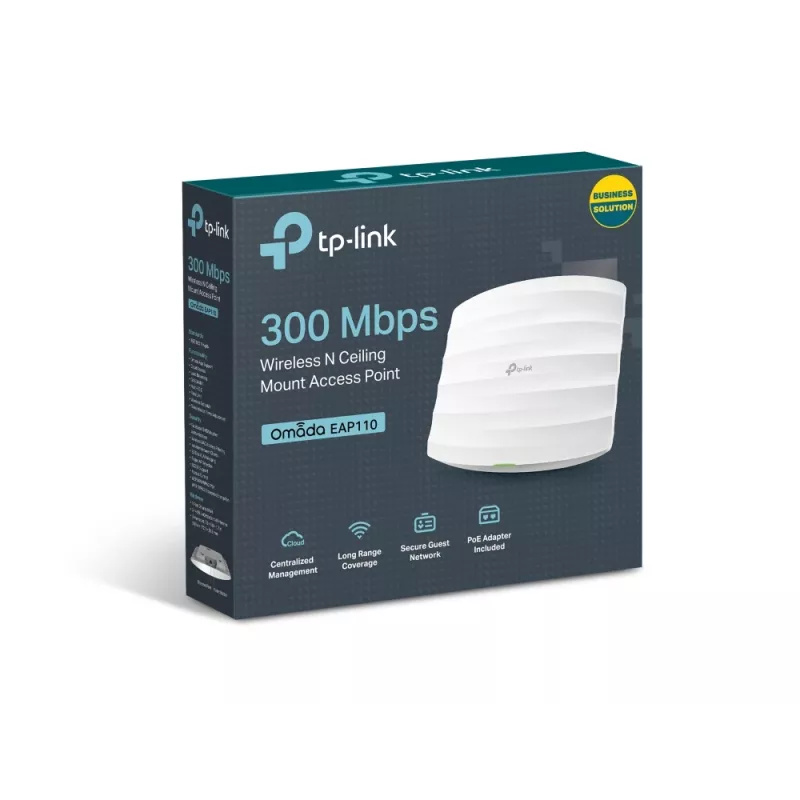 TP-Link Omada EAP110 belaidis prieigos taškas, 300Mbps, 2,4 GHz, lubinis/sieninis