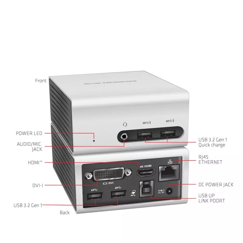 CLUB3D USB 3.2 Gen 1 4K UHD 30Hz Mini Dock stotelė itin plonas dizainas
