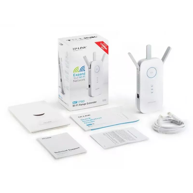 TP-LINK RE450 belaidis tinklo stiprintuvas AC1750, 2.4 GHz/5 GHz, 450+1300 Mbit/s, 1x Gigabit Ethernet, 3 išorinės antenos