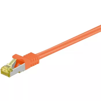 Patch Cord Cat 6A S/FTP (PiMF) Goobay, Cat7 žaliava, 500 MHz, RJ45–RJ45, auksuoti kontaktai, 2 m, oranžinė