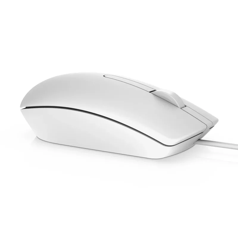 DELL MS116 laidinė pelė – balta, ambidekstrinė, optinė, USB-A, 1000 DPI