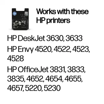 HP 302XL High Yield Original Juoda kasetė, juoda, 1 vnt., 430 puslapių