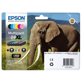 Epson Elephant Multipack 6 spalvų 24XL Claria Photo HD rašalo kasetės