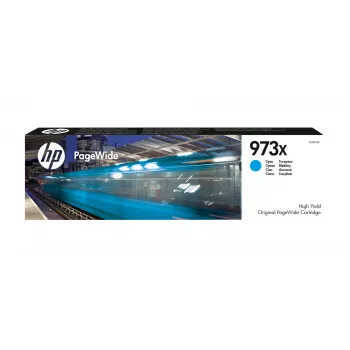 HP 973X didelės išeigos cianginis originalus „PageWide“ kasetė, cianginė, 1 vnt., 7000 puslapių