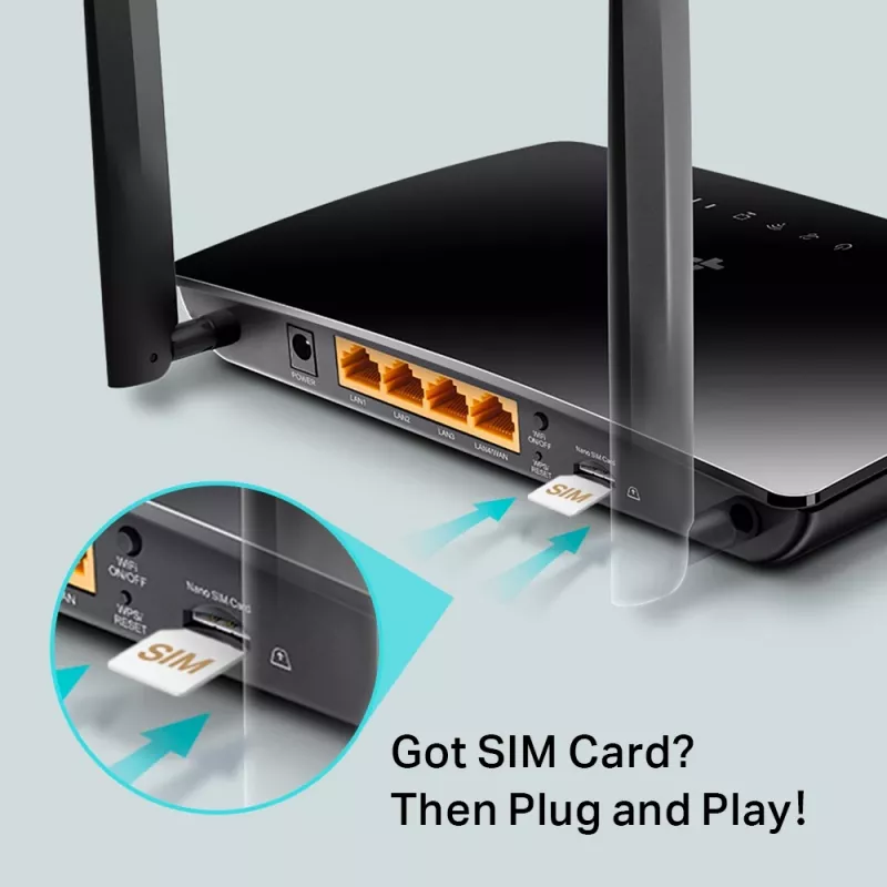 TP-Link 300 Mbps belaidis N 4G LTE maršrutizatorius
